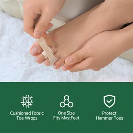 TEXSENDA Hammer Toe Straightener 8-Pack – Broken Toe Wraps & Toe Splints – Hammer Toe Corrector and Cushion for Women & Men Crooked, Curled, Bent Toes