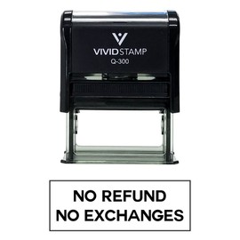 No Refunds No Exchanges Self Inking Rubber Stamp (Black Ink) - Large