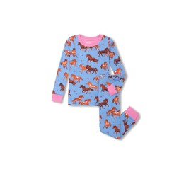 Hatley Girls' Cotton Pajamas Set (Toddler/Little Big Kid), Blue