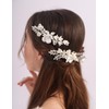 Teyglen Flower Bridal Hair Pins Crystal Pearl Bride Wedding Hair