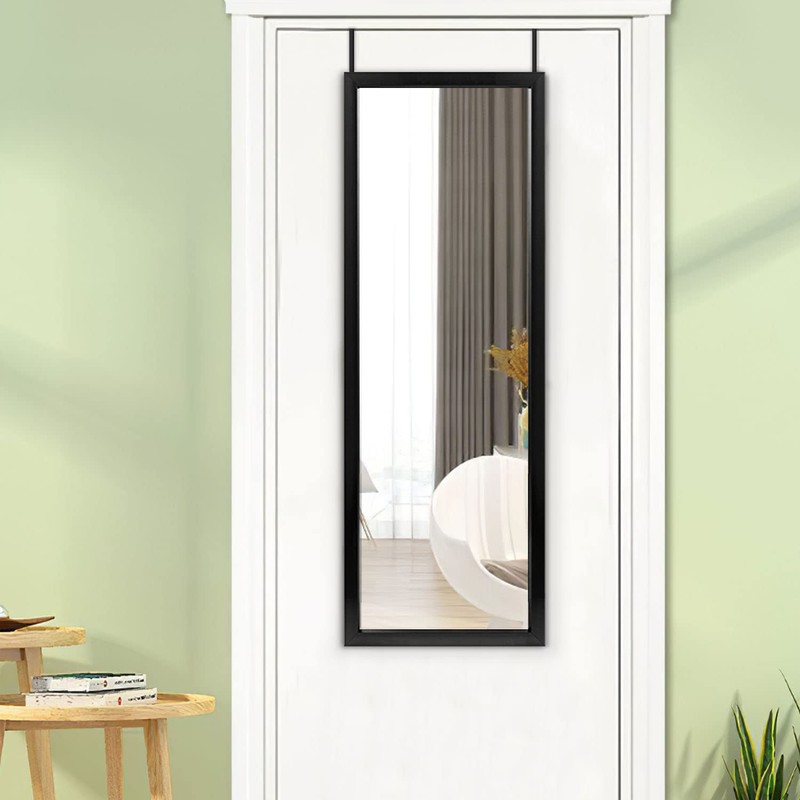 MIRUO Over The Door Wall Mirror, 43" x 18", Black,