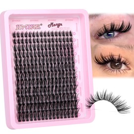 JIMIRE Wispy Cluster Lashes Natural Look 192Pcs Wispy Manga Lash Clusters CC Curl Individual Eyelashes 10-18mm Mix Anime Lashes Individual Cluster Easy to Apply for Beginners