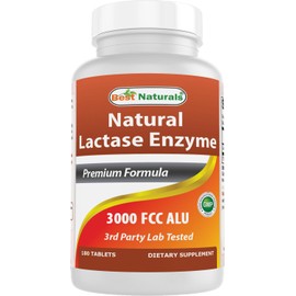 Best Naturals Fast Acting Lactase Enzyme Tablet, 3000 Fcc Alu, 180 Count (859375002900)