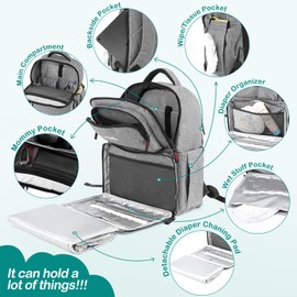 outtip Baby Diaper Bag Backpack,With Detachable Portable Changing Pad, 15 Compartments, Multifunction Bag, Large Capacity Travel Bags for Newborn Boys&Girls