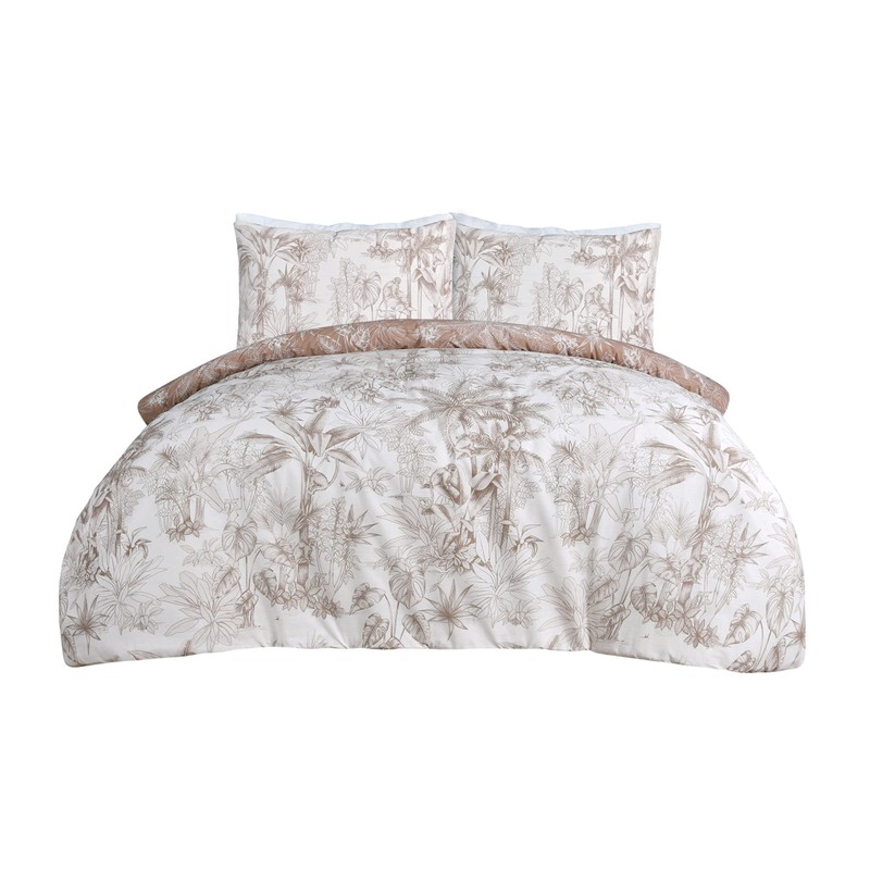 Sleepdown Tropical Monkey Natural Brown Reversible Duvet Cover Quilt Bedding