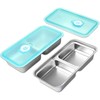 DEESEEUS Stainless Steel Snack Containers - Reusable Double Compartment Bento