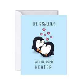 Funny Anniversary Card Birthday Card for Her Him/Husband Boyfriend/Girlfriend Wife/Sarcastic Greeting Card (Life Is Sweeter With You As My Heater)