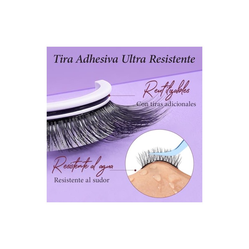 Pestañas Autoadhesivas Instant Glam｜Reutilizables｜Diseño de Una Pieza (11-16-17 mm)