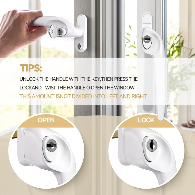 Bwintech 4 Pcs Offset White UPVC Aluminium Window Handle, Right