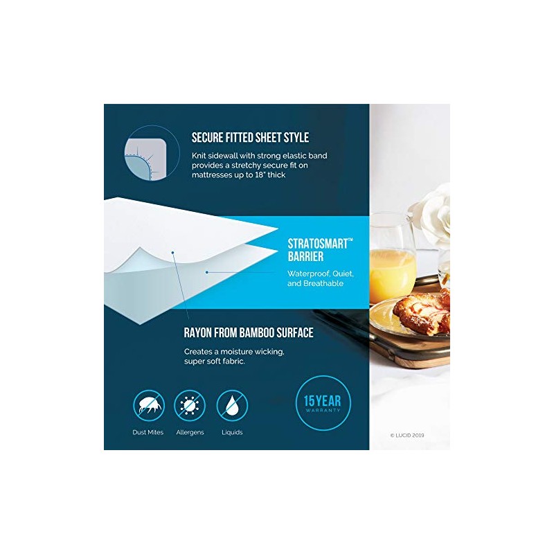 Lucid - Protector de Colchón de Bambú - 100% Impermeable