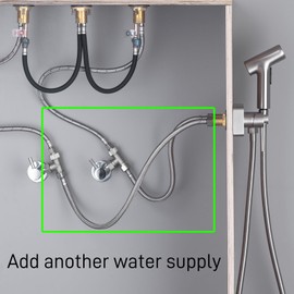 HOMYEP 31 Inch Faucet Water Supply Lines, 3/8" Comp x 1/2" FIP Connector Braided Stainless Steel Bathroom Kitchen Faucet Hose, Extra Long cUPC Sink Hose with Tee Valve, 2 Pack