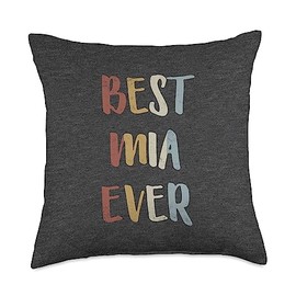 Custom Mia Gifts & Designs for Girls Best Mia Ever Retro Vintage Name Gift Dark Heather Gray Throw Pillow, 18x18, Multicolor
