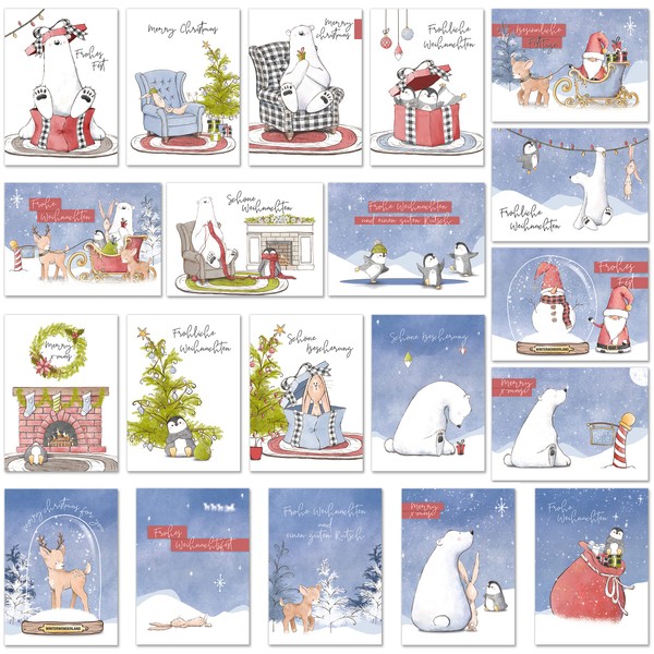TOBJA Christmas Postcards Pack of 20 - Christmas Postcards Funny