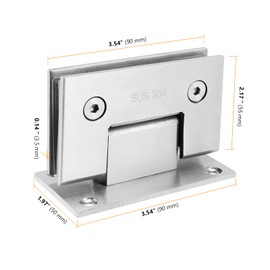 SEUNMUK 4 Pack Glass Door Hinge, 90 Degree Stainless Steel Glass Door Cupboard Showcase Clamp Heavy Duty Shower Door Hinges Replacement Part Wall-to-Glass, Fits 8-12mm Glass, Brushed Nickel