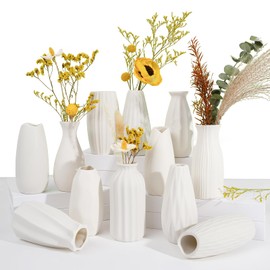 Ceramic Bud Vases, Set of 12 White Vases for Centerpieces Small Vase for Flowers Mini Ceramic Vases for Pampas Grass VAse Bulk for Wedding Table Centerpieces Decoration Boho Home Decor DIY Gift