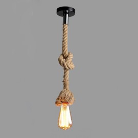 CTKcom 1 Head 1 Meter Vintage Hemp Rope Pendant Light Fixture E26/E27 Base,Retro Hemp Rope Hanging Light Vintage Ceiling Light Lamp Retro Style for Dining Hall Restaurant Bar Lighting,110V-220V