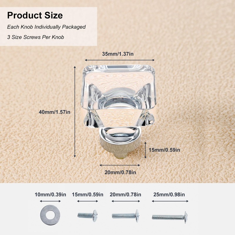 coolnews 8 Pack Crystal Cabinet Knobs, Crystal Drawer Knobs, Glass