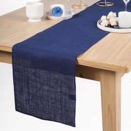 RAJRANG Jute Table Runner | Burlap Fabric for Dining Table, Wedding and Party Decoration (Blue Depths, L-108" X W-12" - Pack of 2)