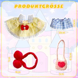 Clothing for 17 cm Plush, Cuddly Toy Clothing, Cute Outfit, Purple Jumpsuit + Yellow Bow + Yellow Rabbit + Purple Camera, Clothing DIY Children's Gifts, Star Doll Clothes (Blue and Red)