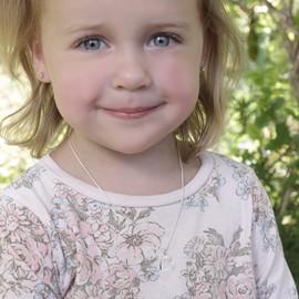 Cherished Moments Girl's Sterling Silver Necklace with Open Heart Charm, 14"