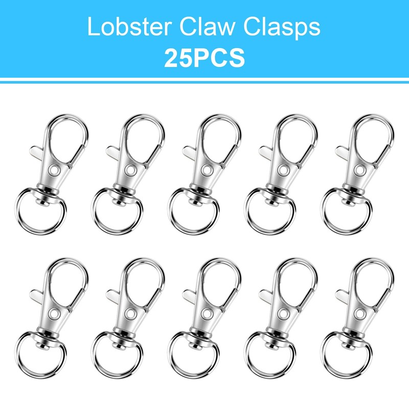 50PCS Metal Lobster Claw Clasp with Key Rings, 25PCS Keychains