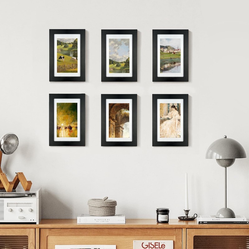 4pcs 6x4in Photo Frame Black Picture Frame Wood Frame Poster