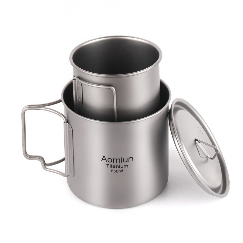 Aomiun Ultralight Titanium Cup Outdoor Portable 2PCS Cup Set 350ml