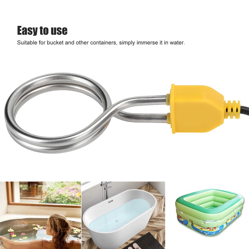 1200W Stainless Steel Immersion Heater Portable Boiler Water Heating Rod
