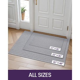 DEXI Indoor Door Mat 31x48, Front Rugs for Entryway, Non Slip Low Profile Floor Entry Doormat, Dirt Trapper Absorbent Entrance Mats for Inside House, Hallway, Porch, Grey