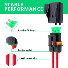 Newdeli Waterproof Inline Fuse Holder 12V with Cover 6 Pack - Automotive/Marine/Vehicle Weatherproof ATO/ATC Blade Fuse Holder 12AWG 30A Protecting Circuits and Electrical Equipment