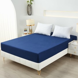 Tateufeu Bedding Twin Fitted Sheet,Deep Pocket,Soft Microfiber,Shrinkage and Fade Resistant,Easy Care,1 Fitted Sheet Only,Navy