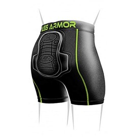 Protective Padded Compression Shorts for Snowboard,Skate and Ski for Tailbone (Black, Medium)