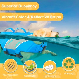 Fragralley Dog Life Jacket, Superior Buoyancy & Security Dog Life Vest for Swimming and Boating, Reflective Dog Life Preservers with Rescue Handle for Small Medium Large Dogs - S (Single Handle)