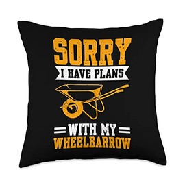 Sorry I Have Plans With My Wheelbarrow Construction Worker Throw Pillow