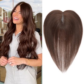 Real Human Hair Topper for Women with Thinning Hair 360 No Bangs Upgrade Lace Base Hand Hair-Tied Pieces for Women (Brown, 10Inch)