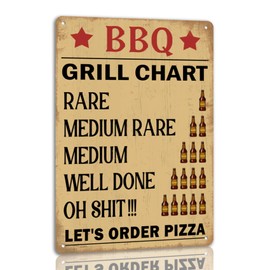 Generic BBQ Grill Chart Tin Sign Vintage BBQ Metal Signs Let's Order Pizza Funny Backyard Wall Decor Plaque For Home Bar Deck Porch Patio Outdoor Decoration 8x12 Inch