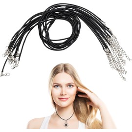10 Pcs Waxed Necklace Cord,Adjustable Necklace Cords Necklace String,1.5mm Waxed Necklace Cord with Lobster Clasp for Christmas Necklaces DIY Bracelet Jewellery Making(Black)
