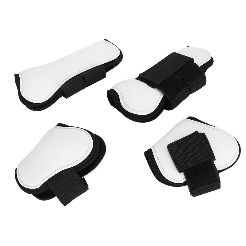 4PCS White PU Shell Horse Front Back Leg Guard Boot