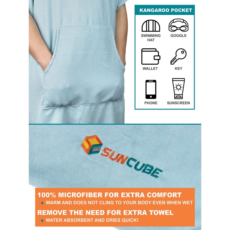 Sun Cube Surf Poncho Changing Robe with Hood, Thick Quick
