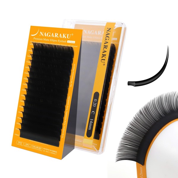 NAGARAKU Flat Ellipse Eyelash Extensions, 5TH GEN AIR SERIES Double