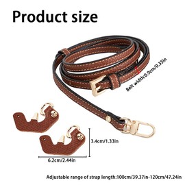 Purse Straps For Women Crossbody Bag, Leather Straps for Bag Conversion Kit, Leather Purse Strap Replacement Crossbody Handbag Long Adjustable,Leather Strap Accessories Set Suit For Long champ Bag (B)