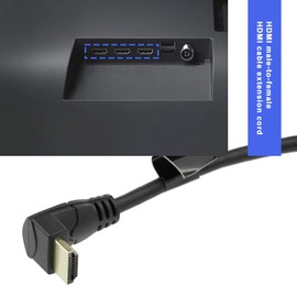 The Lord of the Tools Male to Female Cable Extension Wire Replacement Compatible with HDMI 2.0b/2.01/2.0/1.4/1.3/1.2/1.1 90 Degree Up Angle 8K 48Gbps