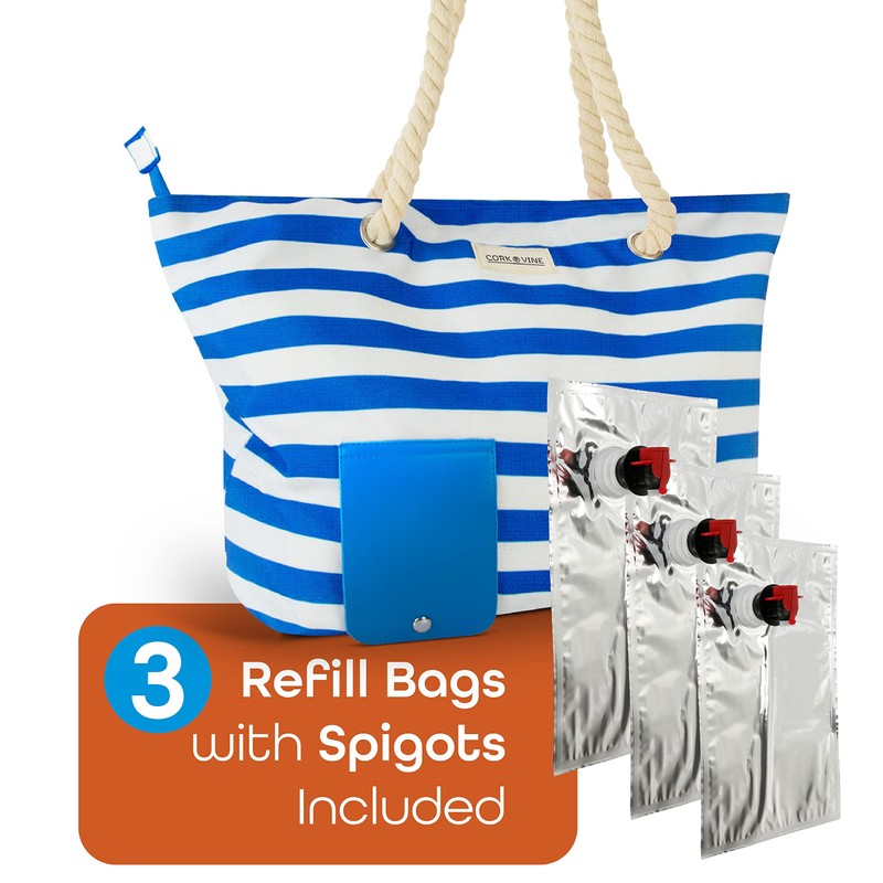CORK & VINE Insulated Wine Tote Bag with 3 Beverage