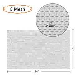 TIMESETL 304 Stainless Steel Woven Wire 8 Mesh - 12"X24" (30cmX60cm) Garden Fence BBQ Wire Mesh Window Screen Mesh