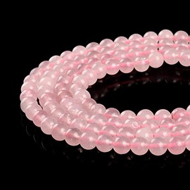 Natural Rose Quartz Stone Beads Pink Round Faced Matte Gemstone Loose Beads for Jewelry Making 2MM 3MM 4MM 6MM 8MM 10MM 12MM (6MM, Rose Round)
