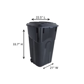 United Solutions 32 Gallon Wheeled Outdoor Garbage Can with Attached Snap Lock Lid and Heavy-Duty Handles, Black, Heavy-Duty Construction, Perfect Backyard, Deck, or Garage Trash Can, 2 Pack