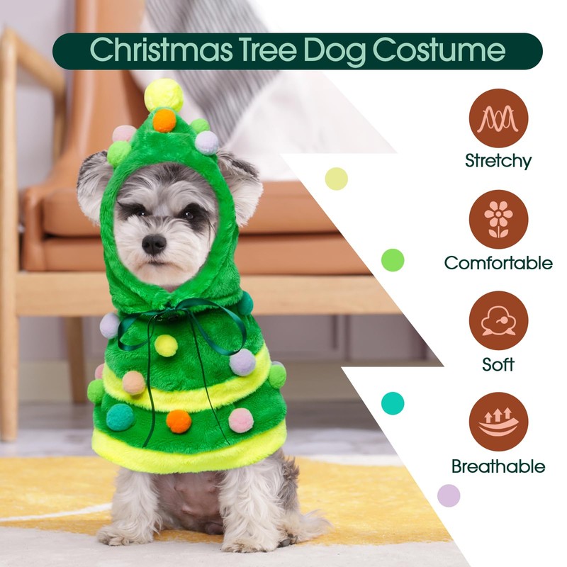 Kuoser Dog Christmas Outfit, Christmas Tree Dog Costume, Christmas Dog