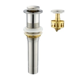 Pop up Sink Drain Stopper for Bathroom Vessel Vanity Sink Art Basin Brushed Nickel, Small Cap Without Overflow, Metal Pop-up Drain Strainer with Detachable Basket Stopper