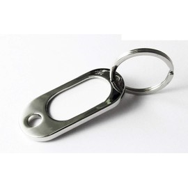 HEAVY DUTY QUALITY NICKEL PLATED METAL KEY TAG FOB WITH BLANK INSERT FOR YOUR OWN TEXT (1)