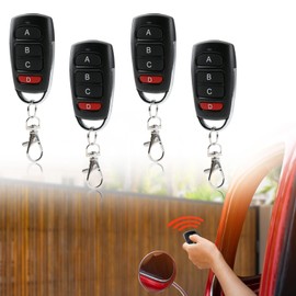 Set of 4 Universal Garage Door Openers, Remote Control, 433 MHz, Wireless Handheld Transmitter Duplicator with 4 Buttons for Garage Door & Driveway Gate, Compatible with Fix Code, Replacement for Old